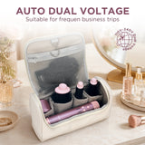 PARWIN PRO BEAUTY Dual Voltage 7-in-1 Hair Dryer Brush Styler, Hot Air Multi-Styler with Flyaways & Air Straightener & 28mm Auto Wrap Curlers for Frizz-Free, No Heat Damage, Cosmic Blush