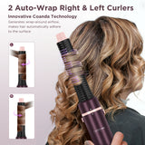 PARWIN PR BEAUTY Dual Voltage 7-in-1 Hair Dryer Brush Set, Hot Air Styler With Air Straightener & 28mm Auto Wrap Curlers, 110,000 RPM Ionic Blow Dryer for Frizz-Free Hair Styler, Jasper Plum