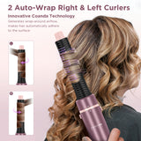 PARWIN PRO BEAUTY Dual Voltage 7-in-1 Hair Dryer Brush Styler, Hot Air Multi-Styler with Flyaways & Air Straightener & 28mm Auto Wrap Curlers for Frizz-Free, No Heat Damage, Cosmic Blush