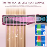 PARWIN PRO BEAUTY Dual Voltage 7-in-1 Hair Dryer Brush Styler, Hot Air Multi-Styler with Flyaways & Air Straightener & 28mm Auto Wrap Curlers for Frizz-Free, No Heat Damage, Cosmic Blush