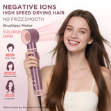 PARWIN PRO BEAUTY Dual Voltage 7-in-1 Hair Dryer Brush Styler, Hot Air Multi-Styler with Flyaways & Air Straightener & 28mm Auto Wrap Curlers for Frizz-Free, No Heat Damage, Cosmic Blush