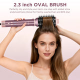 PARWIN PRO BEAUTY Dual Voltage 7-in-1 Hair Dryer Brush Styler, Hot Air Multi-Styler with Flyaways & Air Straightener & 28mm Auto Wrap Curlers for Frizz-Free, No Heat Damage, Cosmic Blush