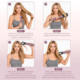 PARWIN PRO BEAUTY Dual Voltage 7-in-1 Hair Dryer Brush Styler, Hot Air Multi-Styler with Flyaways & Air Straightener & 28mm Auto Wrap Curlers for Frizz-Free, No Heat Damage, Cosmic Blush