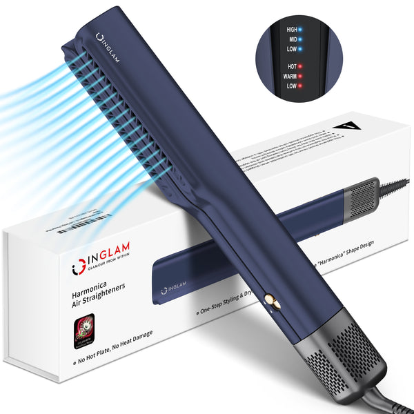 Air Straightener Flat Iron, IG INGLAM 2 in 1 Wet to Dry for Hair Styling, 200 Million Negative Ions, No Heat Damage for All Hair Types