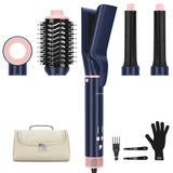 PARWIN PRO BEAUTY 5 in 1 Dual Voltage Hot Air Multi-Styler Hair Tool, Air Straightener & 28mm Auto Wrap Curlers Set, Less Heat Damage Styling, Prussian Blue
