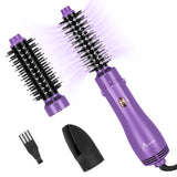 Aima Beauty Hair Dryer Brush Set, 3 in 1 Blow Dryer Brush with Interchangeable 1” & 1.25” Round Barrels, Ionic Technology for Frizz-Free Volume, Purple