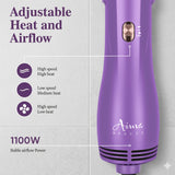 Aima Beauty Hair Dryer Brush Set, 3 in 1 Blow Dryer Brush with Interchangeable 1” & 1.25” Round Barrels, Ionic Technology for Frizz-Free Volume, Purple