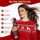 Dual Voltage Hair Dryer Brush, PARWIN PRO BEAUTY 7-in-1 Hair Styling Tools with Air Straightener & Auto Wrap Curlers for Straightening/ Drying/ Curling/ Styling/Volumizer, Gift Edition