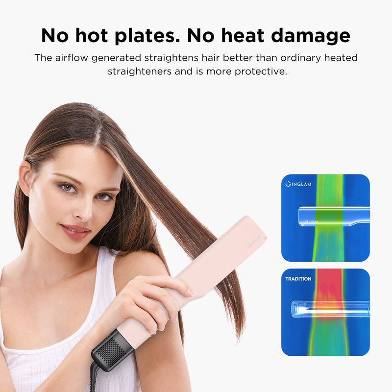 Air Straightener Flat Iron, IG INGLAM 2 in 1 Wet to Dry for Hair Styling, 200 Million Negative Ions, No Heat Damage for All Hair Types