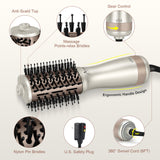 Aima Beauty Mini Travel Hair Dryer Brush, Automatic Dual Voltage Volumizing Hot Air Brush, Lightweight & Compact for Global Use, Champagne Silver