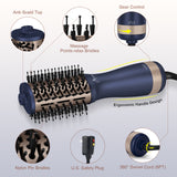 Aima Beauty Mini Travel Hair Dryer Brush, Automatic Dual Voltage Volumizing Hot Air Brush, Lightweight & Compact for Global Use, Prussian Blue
