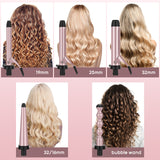 Prizm 5 in 1 Curling Iron Wand Set with Clip, LED Display, Professional Instant Heat Up Hair Curling Wand Set with 5 Interchangeable Ceramic Barrels (0.75'' to 1.25') and 11 Temp Settings, Rose Pink