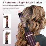 PARWIN PR BEAUTY Dual Voltage 7-in-1 Hair Dryer Brush Set, Hot Air Styler With Air Straightener & 28mm Auto Wrap Curlers, 110,000 RPM Ionic Blow Dryer for Frizz-Free Hair Styler, Jasper Plum