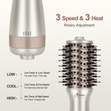 Aima Beauty Mini Travel Hair Dryer Brush, Automatic Dual Voltage Volumizing Hot Air Brush, Lightweight & Compact for Global Use, Champagne Silver