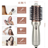 Dual Voltage Travel Hair Dryer Brush, Aima Beauty 4 in 1 Hot Air Comb for Hair Styling, 2.3 Inch Ionic Blow Dryer Brush, Good for Travel and Gift, Champagne Silver