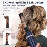 PARWIN PRO BEAUTY 5 in 1 Dual Voltage Hot Air Multi-Styler Hair Tool, Air Straightener & 28mm Auto Wrap Curlers Set, Less Heat Damage Styling, Prussian Blue