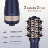 Aima Beauty Mini Travel Hair Dryer Brush, Automatic Dual Voltage Volumizing Hot Air Brush, Lightweight & Compact for Global Use, Prussian Blue