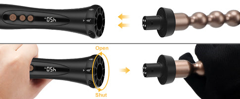 Prizm 5 in 1 Curling Wand Set, 11 Temp Settings Curling irons for hair, Interchangeable Tourmaline Ceramic Barrels Hair Wand, Brown