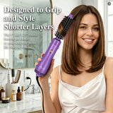 Aima Beauty Hair Dryer Brush Set, 3 in 1 Blow Dryer Brush with Interchangeable 1” & 1.25” Round Barrels, Ionic Technology for Frizz-Free Volume, Purple