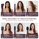 PARWIN PR BEAUTY Dual Voltage 7-in-1 Hair Dryer Brush Set, Hot Air Styler With Air Straightener & 28mm Auto Wrap Curlers, 110,000 RPM Ionic Blow Dryer for Frizz-Free Hair Styler, Jasper Plum