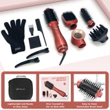 Hair Dryer Brush Blow Dryer Brush 5 in 1 for Women, Detachable Blowout Brush & Hair Appliances for Straightening/ Drying/ Curling/ Styling/Volumizer, Copper Red