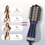 Aima Beauty Mini Travel Hair Dryer Brush, Automatic Dual Voltage Volumizing Hot Air Brush, Lightweight & Compact for Global Use, Prussian Blue