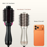 Aima Beauty Mini Travel Hair Dryer Brush, Automatic Dual Voltage Volumizing Hot Air Brush, Lightweight & Compact for Global Use, Champagne Silver