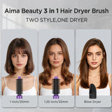 Aima Beauty Hair Dryer Brush Set, 3 in 1 Blow Dryer Brush with Interchangeable 1” & 1.25” Round Barrels, Ionic Technology for Frizz-Free Volume, Purple