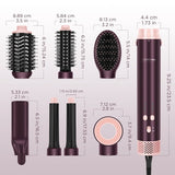 PARWIN PRO BEAUTY Dual Voltage 7-in-1 Hair Dryer Brush Styler, Hot Air Multi-Styler & Air Straightener & 28mm Auto Wrap Curlers for Frizz-Free, No Heat Damage, Crystal Purple