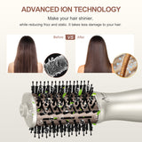 Aima Beauty Mini Travel Hair Dryer Brush, Automatic Dual Voltage Volumizing Hot Air Brush, Lightweight & Compact for Global Use, Champagne Silver