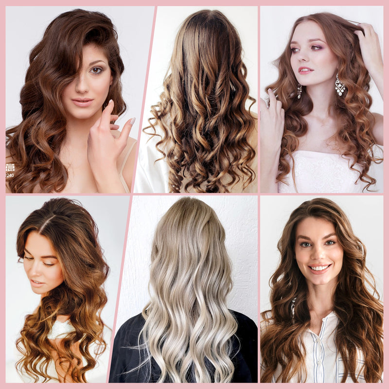 Prizm 5 in 1 Curling Iron Wand Set with Clip, LED Display, Professional Instant Heat Up Hair Curling Wand Set with 5 Interchangeable Ceramic Barrels (0.75'' to 1.25') and 11 Temp Settings, Rose Pink