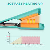 Aima Beauty 1 Inch(25MM) Deep Waver for Hair, Hair Waver for Mermaid Waves, 2 Barrel Hair Crimper, Easy to use & Fast Heating, Light Green