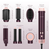 PARWIN PR BEAUTY Dual Voltage 7-in-1 Hair Dryer Brush Set, Hot Air Styler With Air Straightener & 28mm Auto Wrap Curlers, 110,000 RPM Ionic Blow Dryer for Frizz-Free Hair Styler, Jasper Plum