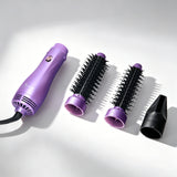 Aima Beauty Hair Dryer Brush Set, 3 in 1 Blow Dryer Brush with Interchangeable 1” & 1.25” Round Barrels, Ionic Technology for Frizz-Free Volume, Purple