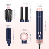 PARWIN PRO BEAUTY 5 in 1 Dual Voltage Hot Air Multi-Styler Hair Tool, Air Straightener & 28mm Auto Wrap Curlers Set, Less Heat Damage Styling, Prussian Blue