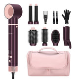 PARWIN PRO BEAUTY Dual Voltage 7-in-1 Hair Dryer Brush Styler, Hot Air Multi-Styler & Air Straightener & 28mm Auto Wrap Curlers for Frizz-Free, No Heat Damage, Crystal Purple