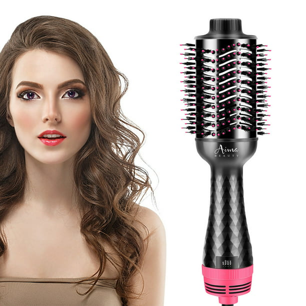 Hot Air Brush, Aima Beauty Salon One-Step Hair Dryer and Volumizer, 4-in-1 Upgrade Hair Dryer Brush Black Red