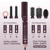 PARWIN PRO BEAUTY Dual Voltage 7-in-1 Hair Dryer Brush Styler, Hot Air Multi-Styler & Air Straightener & 28mm Auto Wrap Curlers for Frizz-Free, No Heat Damage, Crystal Purple