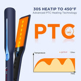 Infrared Titanium Flat Iron, IG INGLAM 1.75-Inch Wide Hair Straightener for Thick Hair, Prussian Blue