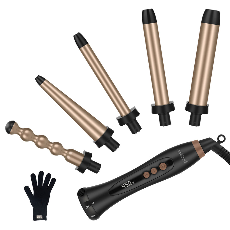 Prizm 5-in-1 Curling Iron Wand Set, LED Display, 11 Temp Settings