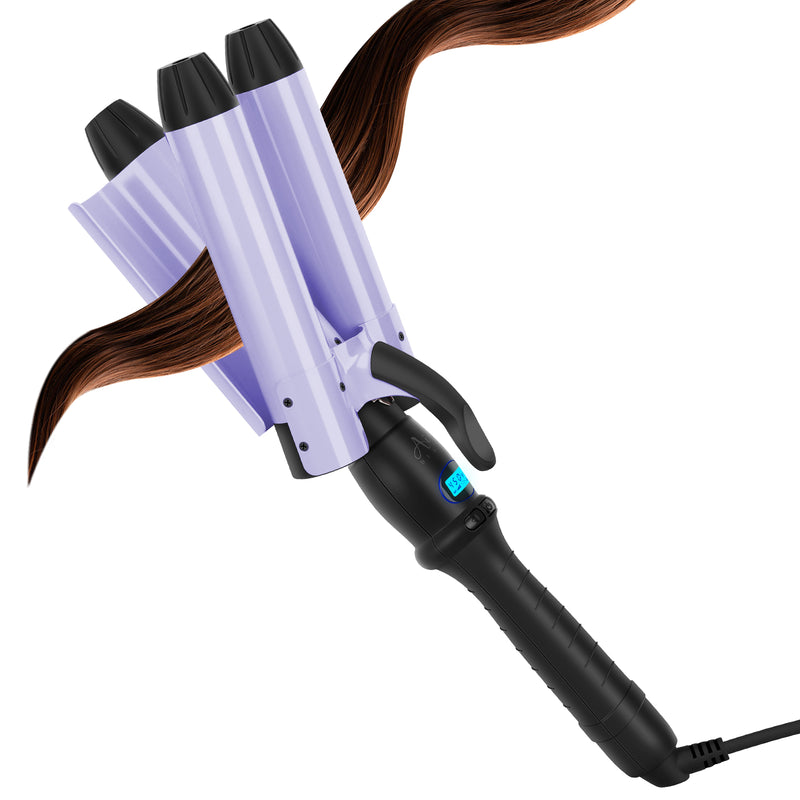 Aima Beauty 32mm (1.25") Mermaid Waves Curling Iron,Adjustable Temperature, Durable, Heats Up Quickly (Purple)