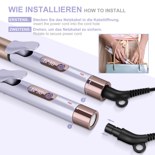 PARWIN PRO BEAUTY 3 In 1 Styling Set, Beinhaltet Glätteisen 25mm -Lockenstab 32mm & GlÄttbÜrste, mit Abnehmbarem Netzkabel, Led-temperaturregelung Und Sofortigem Aufheizen, für Zuhause Und Reisen