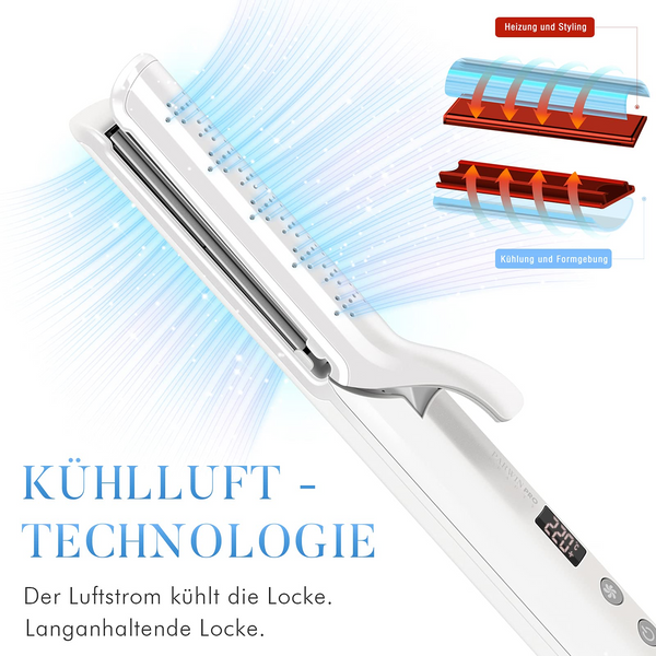 2 In 1 Lockenstab Glätteisen, 360°Airflow lockenstab für Große locken, PARWIN PRO BEAUTY Glätteisen locken und glätten für alle Frisuren, 140 winzige Ionenöffnungen, 130-220°C, LED Display