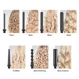 7 in 1 Lockenstab mit Verschiedenen Aufsätzen Set, PARWIN PRO BEAUTY Lockenstab für Große und Kleine Locken, Curling Iron mit 7 Stäben, 100-230℃ Einstellbare Temperatur, mit LCD Display, mit Handschuh